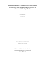 Identification and analysis of psychological motives among local and non-local Masters Games participants : empirical evidence for the unique characteristics of sport tourists