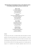 Benchmarking’ the benchmarks: How do risk-adjusted returns of Australian mutual funds and indexes measure up?