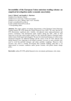Investability of the European union emissions trading scheme: an empirical investigation under economic uncertainty