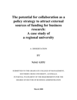 The potential for collaboration as a policy strategy to attract external sources of funding for business research: a case study of a regional university