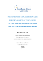 Perceptions of employers towards the employment of people with autism spectrum disorder within the service industry in Singapore