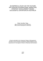 An empirical study on the factors influencing international marketing strategy development among successful exporters in Australia