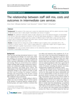 The relationship between staff skill mix, costs and outcomes in intermediate care services