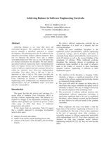 Achieving balance in software engineering curricula