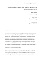 Re-branding tourism: a process view of regional destination branding