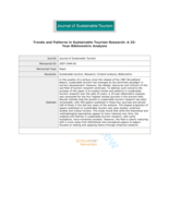 Trends and patterns in sustainable tourism research: a 25-year bibliometric analysis