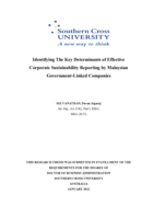 Identifying the key determinants of effective corporate sustainability reporting by Malaysian government-linked companies