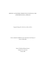 Midwives' and mothers' perspectives of postnatal care : a phenomenological approach