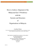 How to achieve alignment of the Malaysian Gen Y workforce with the systems and structures of organisations in Malaysia