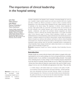 The importance of clinical leadership in the hospital setting