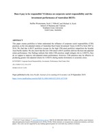 Does it pay to be responsible? Evidence on corporate social responsibility and the investment performance of Australian REITs