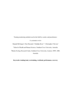 Training monitoring methods used in the field by coaches and practitioners: A systematic review