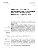 "It can't be like last time" - Choices made in early pregnancy by women who have previously experienced a traumatic birth