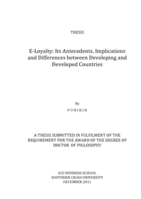 E-loyalty : its antecedents, implications and differences between developing and developed countries
