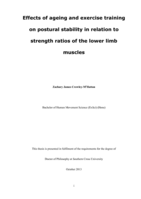 Effects of ageing and exercise training on postural stability in relation to strength ratios of the lower limb muscles