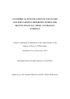 An empirical investigation of voluntary non-IFRS earnings reporting during the recent financial crisis : Australian evidence