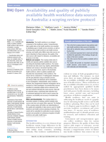 Availability and quality of publicly available health workforce data sources in Australia: a scoping review protocol