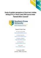 Study of resident perceptions of short-term holiday letting (STHL) in North Coast NSW council areas: Tweed Shire Council