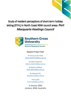 Study of resident perceptions of short-term holiday letting (STHL) in North Coast NSW council areas: Port Macquarie-Hastings Council