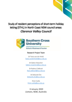Study of resident perceptions of short-term holiday letting (STHL) in North Coast NSW council areas: Clarence Valley Council