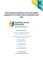 Study of resident perceptions of short-term holiday letting (STHL) in 12 Mid and North Coast NSW council areas