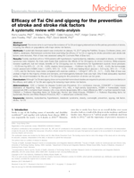 Efficacy of Tai Chi and qigong for the prevention of stroke and stroke risk factors