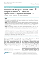 The treatment of migraine patients within chiropractic: Analysis of a nationally representative survey of 1869 chiropractors