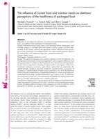 The influence of current food and nutrition trends on dietitians’ perceptions of the healthiness of packaged food