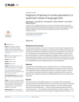 Diagnosis of aphasia in stroke populations: A systematic review of language tests