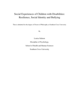 Social experiences of children with disabilities: resilience, social identity and bullying