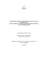 Organisational climate in small enterprises of the tourism and hospitality industry: climate’s influence on organisational outcomes and its relation to owner psychological profile