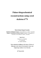 Palaeo-biogeochemical reconstructions using coral skeleton δ15N