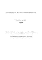 Sustainability model of Vietnamese women entrepreneurship