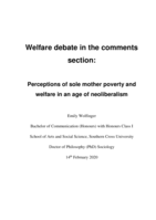 Welfare debate in the comments section : perceptions of sole mother poverty and welfare in an age of neoliberalism