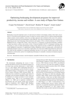 Optimising beekeeping development programs for improved productivity, income and welfare: a case study of Papua New Guinea