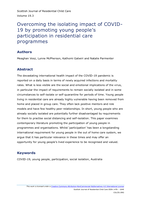 Overcoming the isolating impact of COVID- 19 by promoting young people's participation in residential care programmes