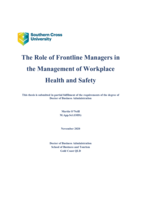 The role of frontline managers in the management of workplace health and safety