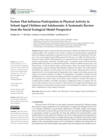 Factors That Influence Participation in Physical Activity in School-Aged Children and Adolescents: A Systematic Review from the Social Ecological Model Perspective