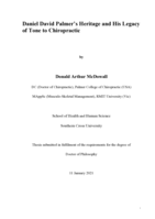 Daniel David Palmer's heritage and his legacy of tone to chiropractic
