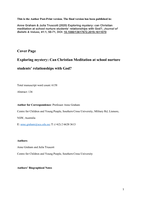 Exploring mystery: can Christian meditation at school nurture students' relationships with God?