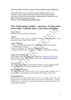 Disadvantaged families’ experiences of home-school partnerships: navigating agency, expectations and stigma