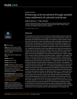 Enhancing coral recruitment through assisted mass settlement of cultured coral larvae
