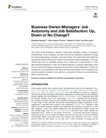 Business Owner-Managers’ Job Autonomy and Job Satisfaction: Up, Down or No Change?