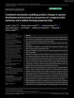 Combined mechanistic modelling predicts changes in species distribution and increased co‐occurrence of a tropical urchin herbivore and a habitat‐forming temperate kelp