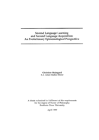 Second language learning and second language acquisition: an evolutionary epistemological perspective
