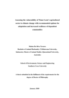 Assessing the vulnerability of Timor Leste's agricultural sector to climate change with recommended options for adaptation and increased resilience of dependent communities