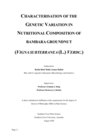 Characterisation of the genetic variation in nutritional composition of bambara groundnut (Vigna subterranea (L.) Verdc.)