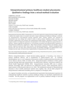Interprofessional Primary Healthcare Student Placements: Qualitative Findings from a Mixed-Method Evaluation