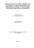 Disciplinary cultures : their state and role in the development of research culture at Vietnamese research-oriented universities