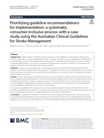 Prioritizing guideline recommendations for implementation: a systematic, consumer-inclusive process with a case study using the Australian Clinical Guidelines for Stroke Management